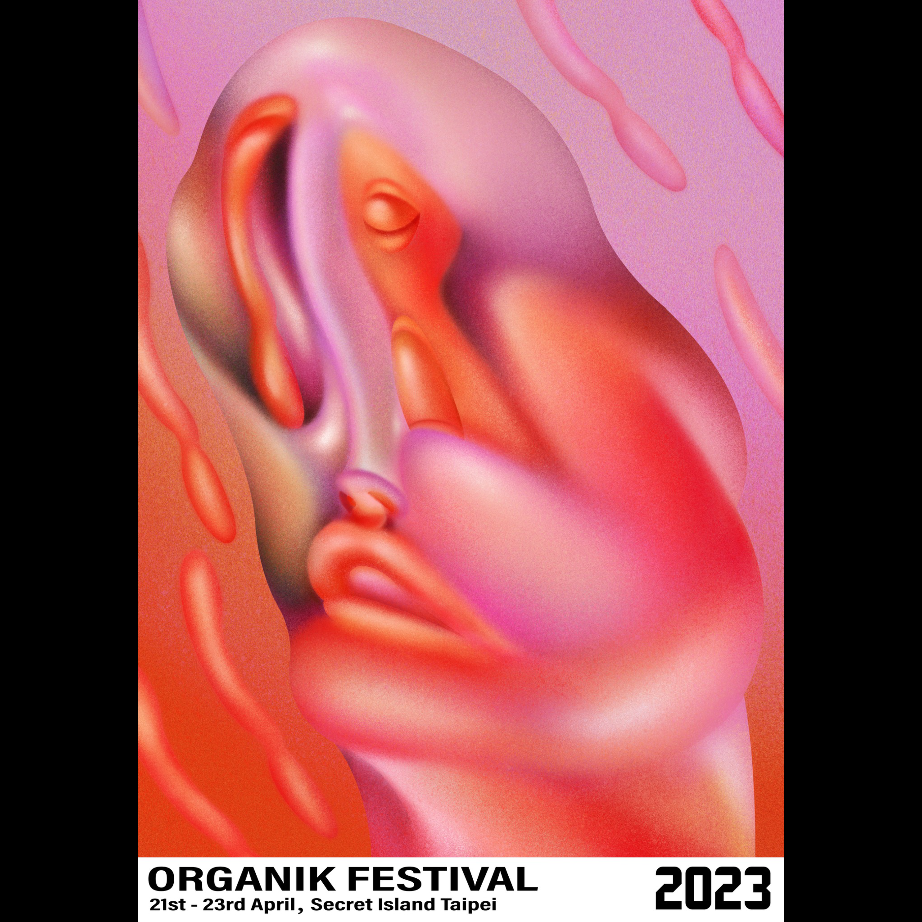 Flyer for Organik Festival in Taipei, Taiwan with Bézier April 21st 2023